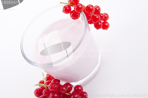 Image of fresh tasty currant yoghurt shake dessert isolated