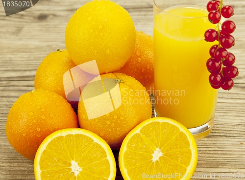 Image of fresh and  healthy tasty orange juice on table