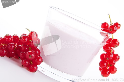 Image of fresh tasty currant yoghurt shake dessert isolated