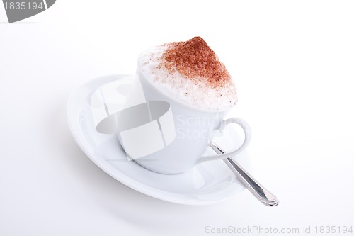 Image of fresh capuccino with chocolate and milk foam isolated