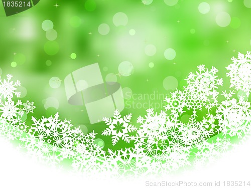 Image of Green background with snowflakes. EPS 8