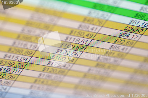 Image of Accounting information on the screen