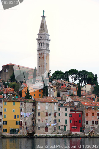 Image of Rovinj old town, Cathedral of St. Euphemia in Istria, Croatia 