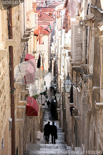 Image of Narrow street in old city Dubrovnik, Croatia