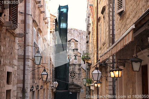 Image of Narrow street in old city Dubrovnik, Croatia