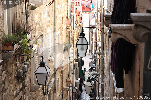 Image of Narrow street in old city Dubrovnik, Croatia