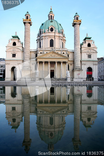 Image of baroque Karlskirche Church in Vienna, Austria