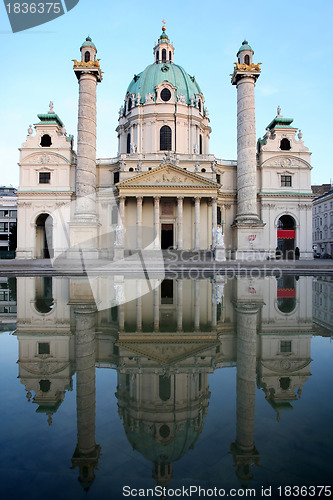 Image of baroque Karlskirche Church in Vienna, Austria
