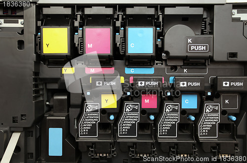 Image of CMYK ink cartridges for laser copier machine 