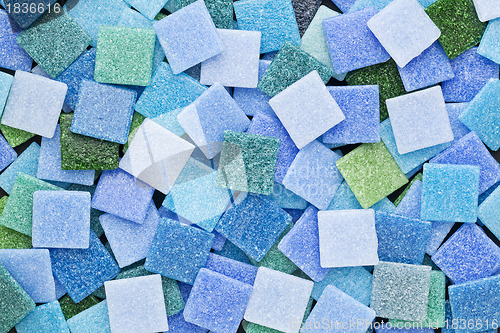 Image of blue and green mosaic tiles