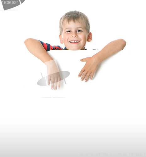 Image of Boy holding a banner