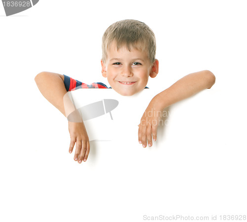 Image of Boy holding a banner