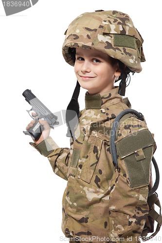 Image of Young soldier with gun