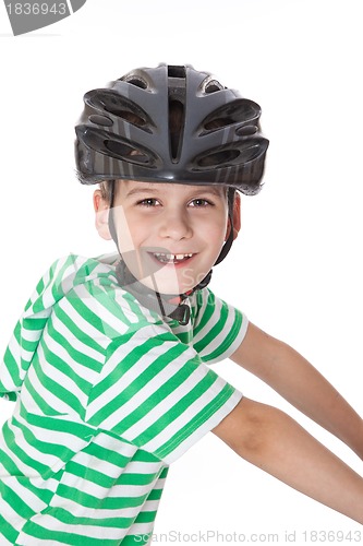 Image of Boy bicyclist with helmet