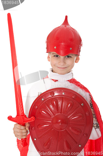 Image of Young Boy Dressed Like a knight 