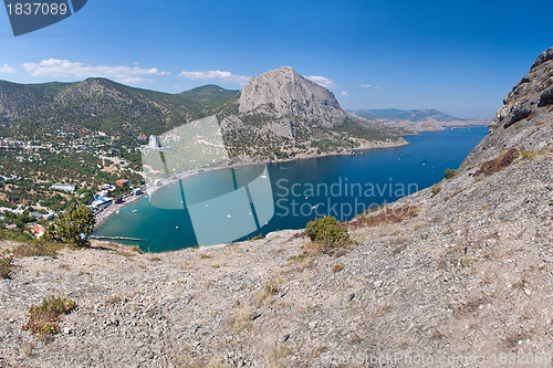 Image of Summer view seacoast. Sudak beach. Black Sea, Ukraine