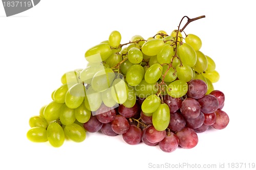 Image of Bunch of White and Red Grapes laying isolated