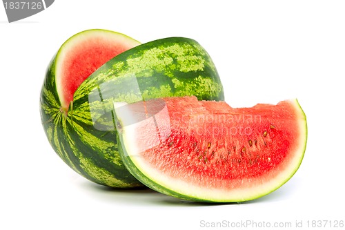 Image of Fresh, ripe, juicy watermelon. Shot on White