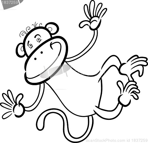 Image of funny monkey for coloring book