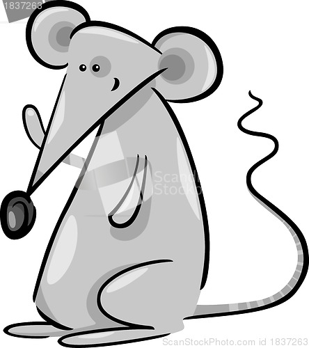 Image of cute gray mouse cartoon illustration