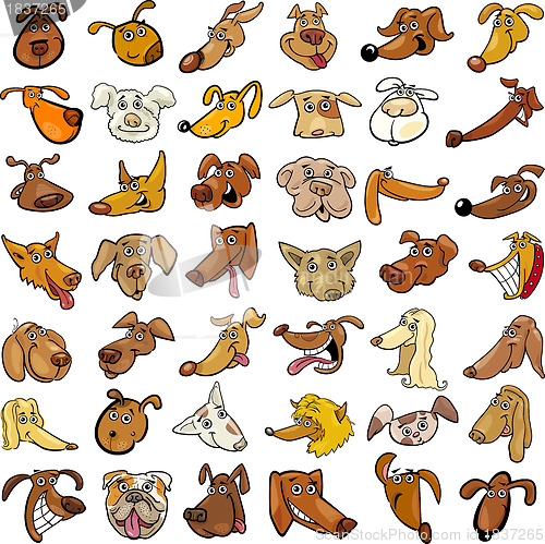 Image of Cartoon funny dogs heads set