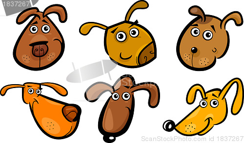 Image of Cartoon funny dogs heads set