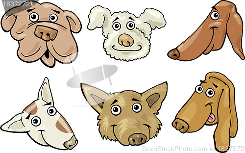 Image of Cartoon funny dogs heads set