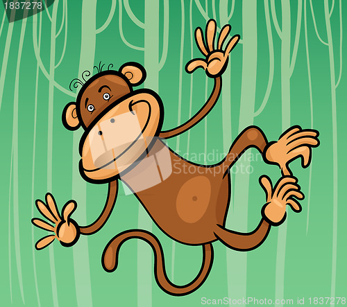 Image of cartoon illustration of funny monkey