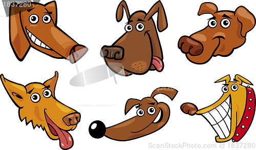 Image of Cartoon funny dogs heads set