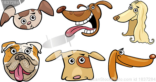 Image of Cartoon funny dogs heads set