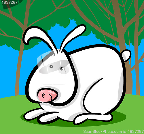 Image of cartoon illustration of white bunny