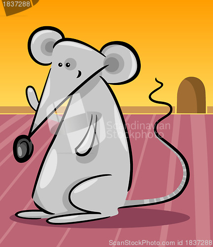 Image of cute gray mouse cartoon illustration