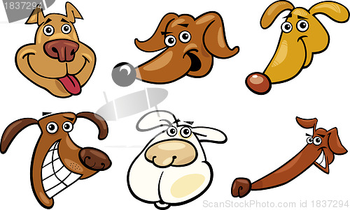 Image of Cartoon funny dogs heads set