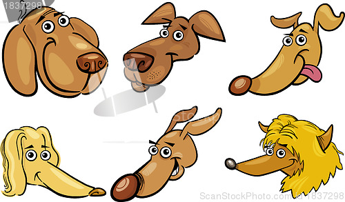 Image of Cartoon funny dogs heads set