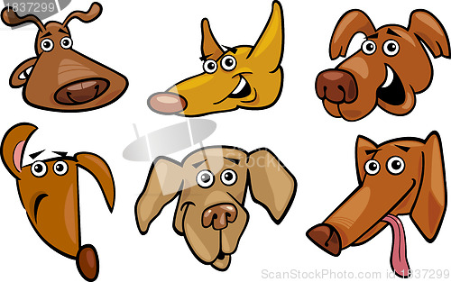 Image of Cartoon funny dogs heads set