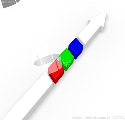 Image of arrow with rgb stripes