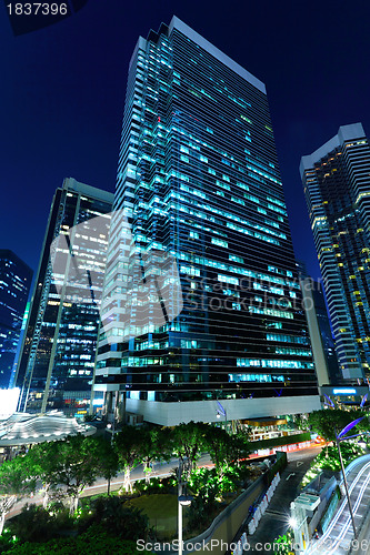 Image of office buildings at night