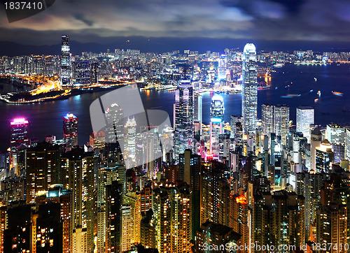 Image of Hong Kong at night view from peak