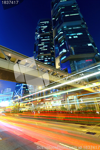 Image of highway and traffic in city at night