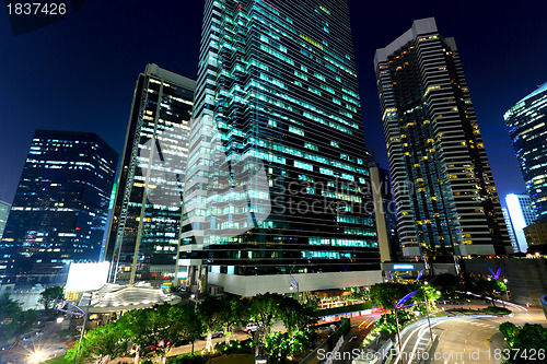 Image of office buildings at night