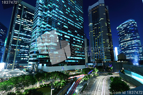 Image of office buildings at night