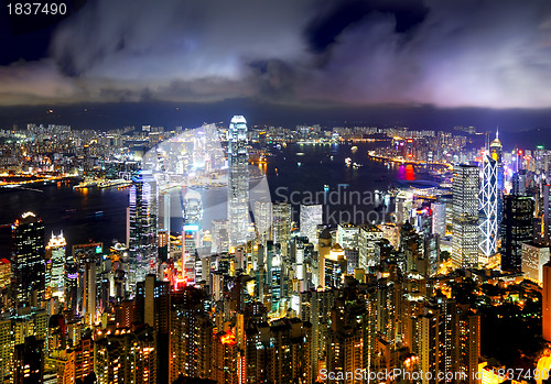 Image of Hong Kong at night view from peak