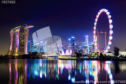 Image of Singapore city skyline at night