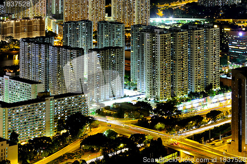 Image of downtown in Hong Kong view from high at night