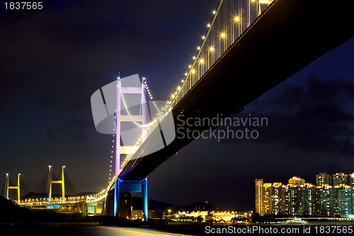 Image of Tsing Ma Bridge at night