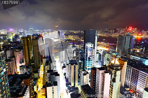 Image of Hong Kong with many high rise building at night