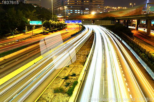 Image of highway with car light