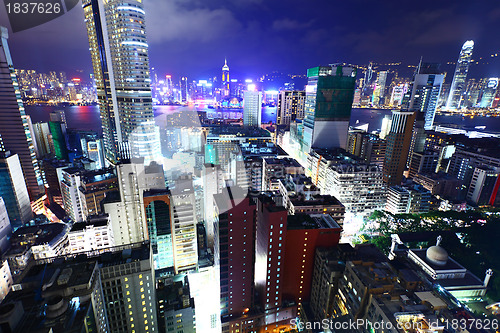Image of Hong Kong with many high rise building at night