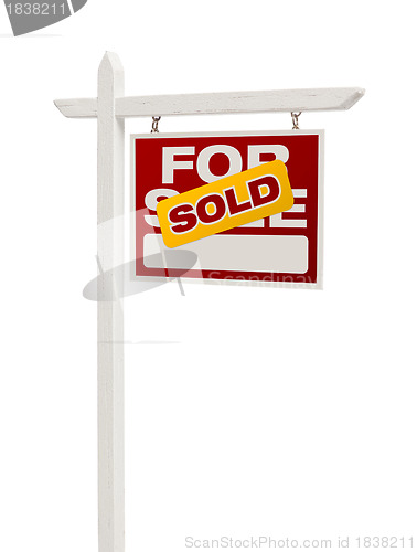 Image of Red Sold For Sale Real Estate Sign on White