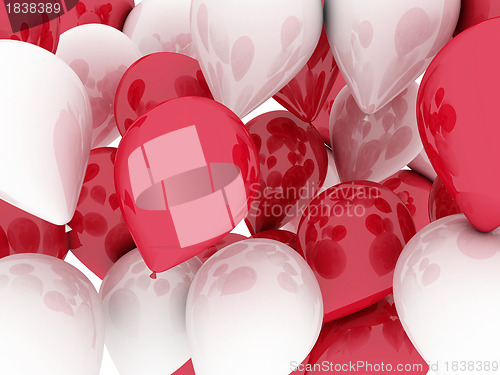 Image of Balloons red and white. 3d imagen, holidays concept